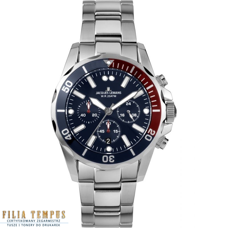 sportowy męski Zegarek Jacques Lemans Liverpool 1-2091G Chronograph na bransolecie