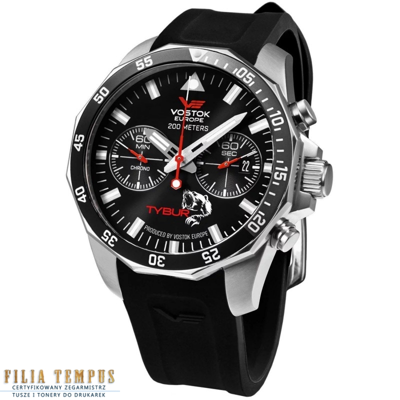 sportowy męski Zegarek Vostok Europe N1 ROCKET Chrono Marcin Tybura - Tybur - Limited Edition 6S21-225A436 na pasku