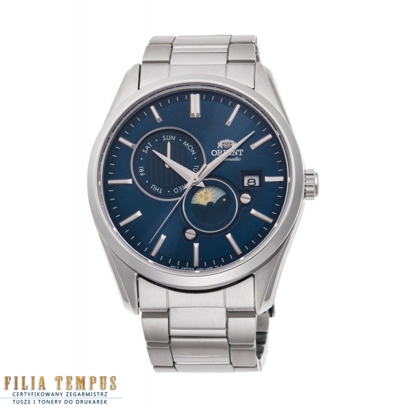 klasyczny męski Zegarek Orient Classic Sun & Moon Automatic RA-AK0308L10B na bransolecie