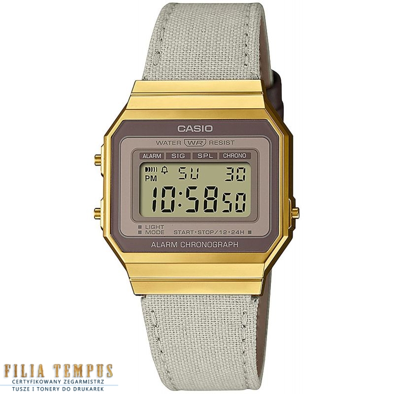 casual uniseks Zegarek Casio Vintage A700WEGL-7AEF Iconic na pasku