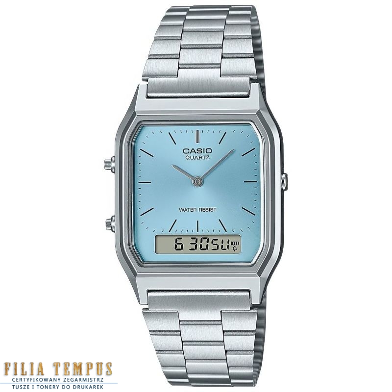 casual uniseks Zegarek Casio Vintage AQ-230A-2A1MQYES na bransolecie stalowej