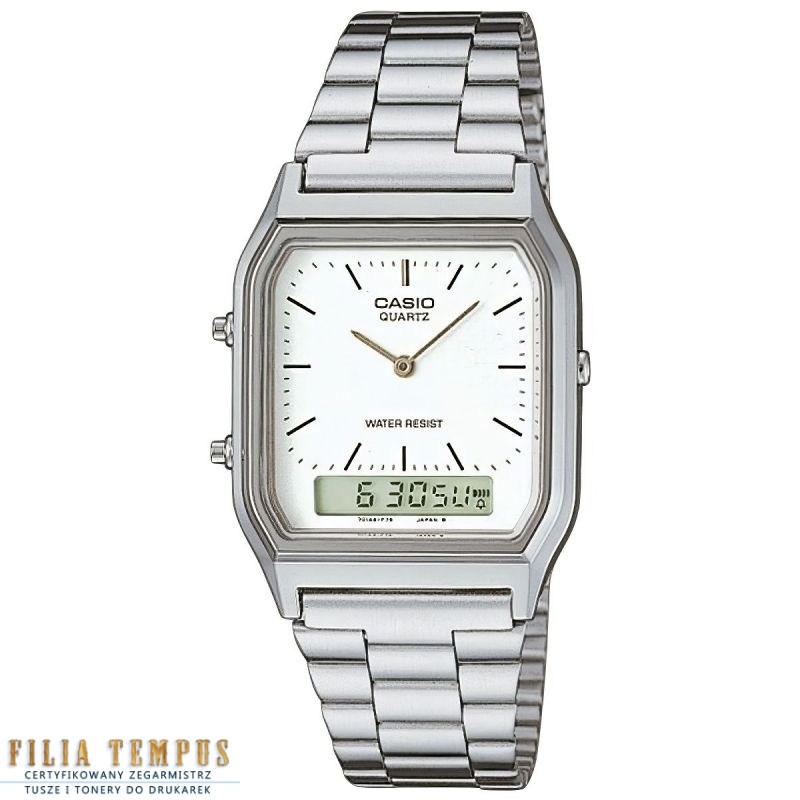 casual uniseks Zegarek Casio Vintage AQ-230A-7DMQYES na bransolecie stalowej