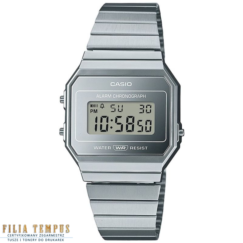 casual uniseks Zegarek Casio Vintage A700WEV-7AEF Iconic na bransolecie stalowej