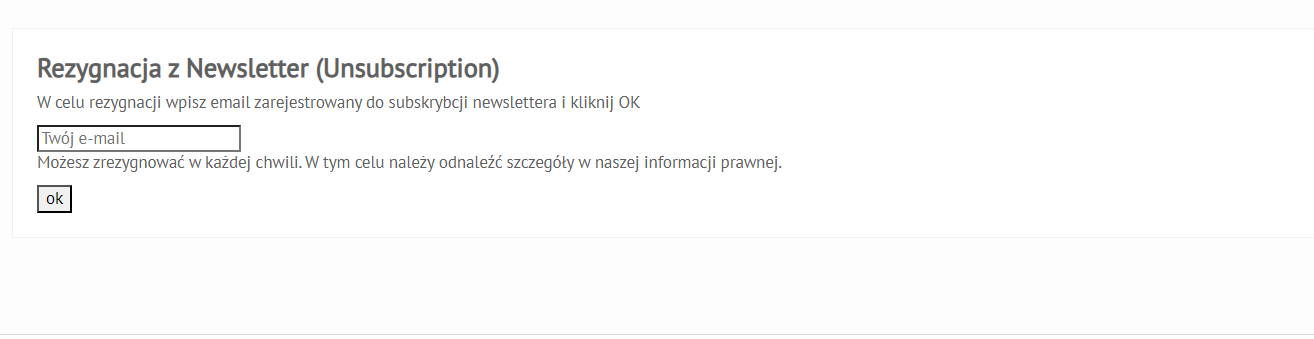 Rezygnacja z Newsletter (Unsubscription)